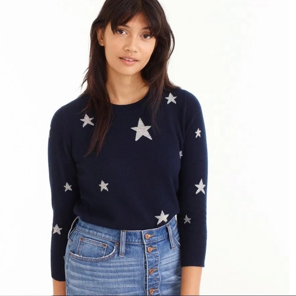 J.Crew Everyday cashmere crewneck sweater with intarsia-knit stars - Picture 4 of 6